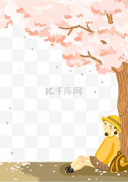 樱花背景框图片_樱花边框小清新少女日本边框花朵