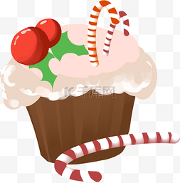 甜甜的圣诞图片_手绘圣诞小蛋糕插画