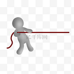 红绳绳子图片_拉着红绳的3D小人图案