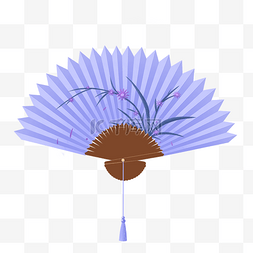 广告扇面图片_中国风紫色花卉折扇PNG元素