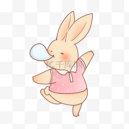 拟人兔子图片_清新可爱小兔子吹泡泡