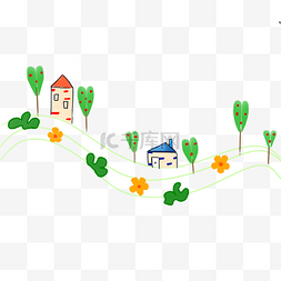 卡通植物分割线图片_公路树木装饰分割线