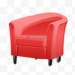 手绘红色沙发椅插画