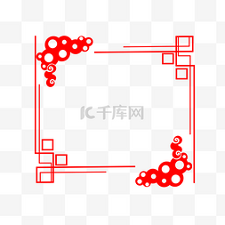 中国风花纹图框图片_红色古风边框手绘插画