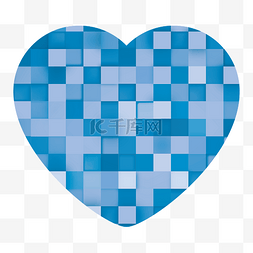 编织爱心图片_时尚蓝色方块编织的爱心