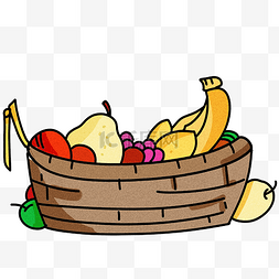 篮水果图片_手绘水果美食插画