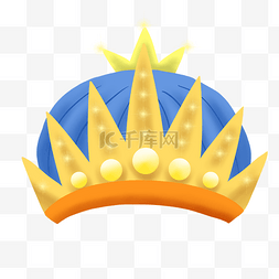 蓝色的皇冠图片_金色蓝色卡通皇冠