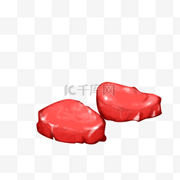 手绘肉类食材图片_红色肉类猪肉猪排食材美食美味手