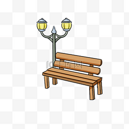 长椅公园图片_卡通手绘线条公园长椅路灯