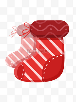 条纹微星扁平大红色圣诞节袜子矢