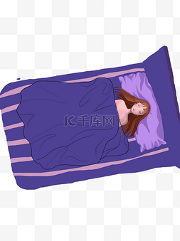女孩睡觉的插画图片_手绘睡觉的女生可商用元素
