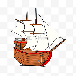 白色的帆船图片_卡通手绘的白色帆船