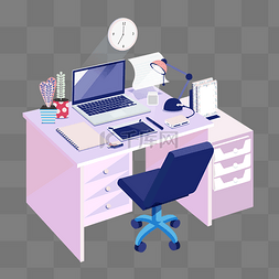 2.5D粉色的办公工作台