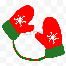 红色的圣诞手套插画