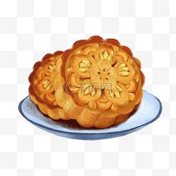 一盘月饼图片_中秋节中秋一盘月饼手绘月饼