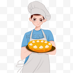 厨师卡通图片图片_帅气男甜点师卡通png素材