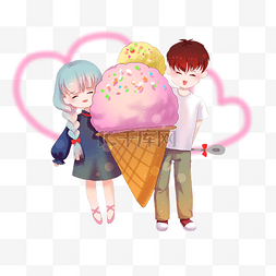情人节浪漫情侣一起吃冰激凌吧