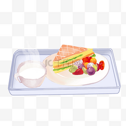 手绘美食图案图片_手绘卡通三明治早餐美食
