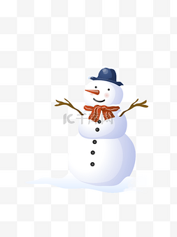 雪地插画图片_冬季雪地里的雪人可商用元素