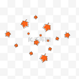 卡通橙色叶子图片_卡通可爱漂浮的枫叶