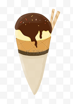 巧克力奶油冰淇淋插画