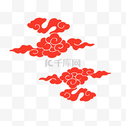 中国风红色云图片_手绘中国风红色云纹免扣素材