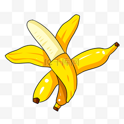 黄色手绘拨开的香蕉