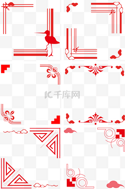 正方形七宫格拼图图片_手绘中国风窗花边框剪纸风