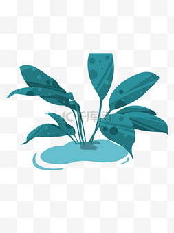 水和树叶图片_水潭和植物手绘元素