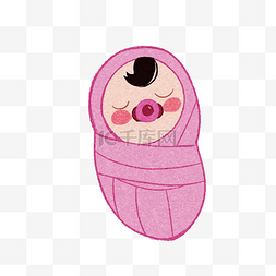 睡着的小宝宝图片_可爱粉色蜡烛包婴儿矢量素材