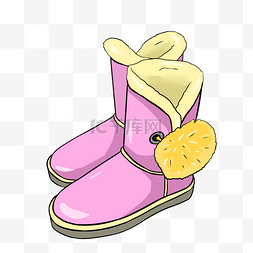 雪地雪地靴图片_冬季粉色的雪地靴插画
