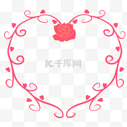 爱心纹理边框素材图片_手绘玫瑰爱心花藤边框