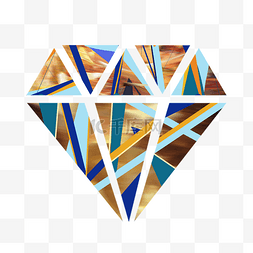 钻石永恒图片_钻石+金色+蓝色+平面风+图标+免扣
