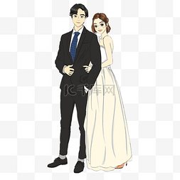 手绘西式婚礼婚纱人物插画