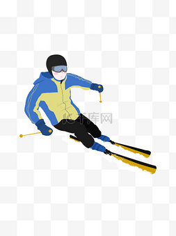 手绘冬季男生图片_冬天滑雪的男生可商用元素