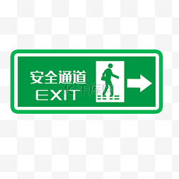 矢量绿色安全出口指示牌向右安全