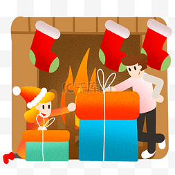 圣诞节温暖壁橱插画