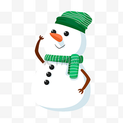 围巾可爱图片_圣诞节下雪天雪地可爱绿围巾雪人