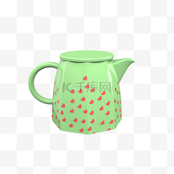 八边形浅绿色爱心杯茶壶