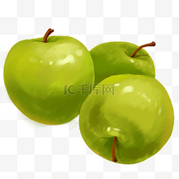 卡通绿色苹果图片_水果绿色苹果插画