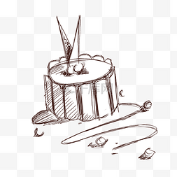蛋糕的简笔画图片_手绘蛋糕线描插画
