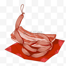 手绘中国传统美食图片_卡通手绘中国传统春节腊肉