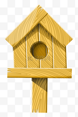 木质木头鸟窝插画