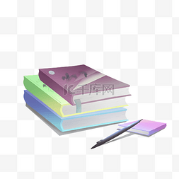 现代书籍笔记本彩色堆叠书籍签字