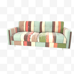 简约沙发沙发图片_条纹布料写实沙发
