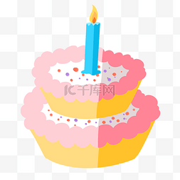 生日双层蛋糕卡通图片_粉色生日蛋糕插画