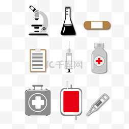 手网页图标图片_卡通手绘医学小图标元素