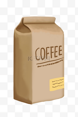 手绘卡通咖啡豆图片_黄色的咖啡豆纸袋