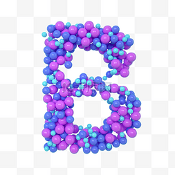 紫色气球海报图片_C4D气球立体字母B元素