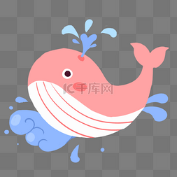 海浪装饰卡通图片_可爱粉色鲸鱼插画